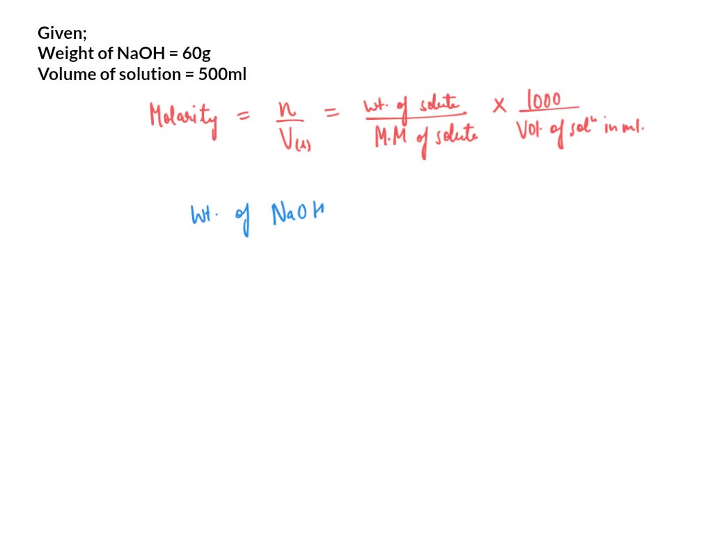 Solved Calculate The Molarity M If A Naoh Solution That Is Prepared