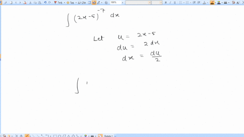 find-the-antiderivative-using-the-indicated-substitution-use-c-for-the-constant-of-integration-2x-5-7-dx-u-2x-5-49945