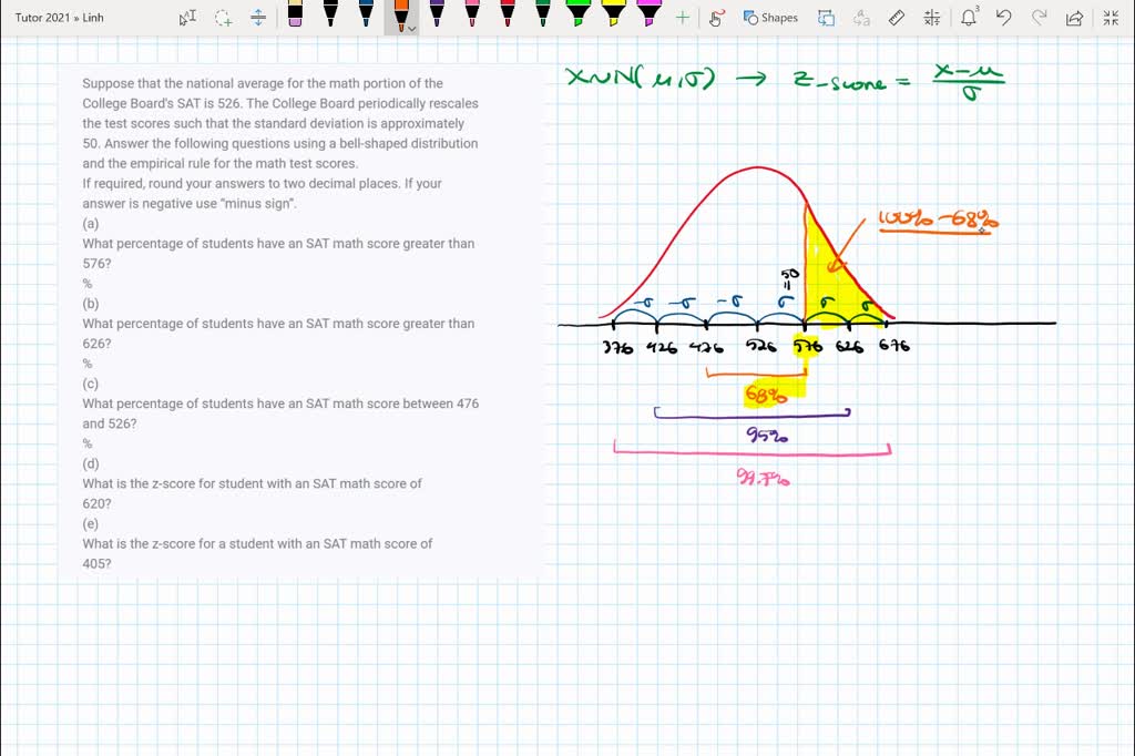 SOLVED: 39. SAT Scores. Based On Data From The College Board, SAT ...