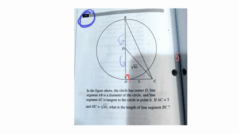20-v61-in-the-figure-above-the-circle-has-center-d-line-segment-ab-is-a-diameter-of-the-circle-and-line-segment-ac-is-tangent-to-the-circle-at-point-a-if-ac-5-and-dc-v61-what-is-the-length-o-20695