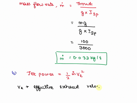 assume-an-electric-thruster-with-a-characteristic-isp-of-3000-s-calculate-the-mass-flow-rate-required-to-produce-enough-thrust-to-just-offset-the-weight-of-a-l00-kg-object-on-the-earths-surf-21213