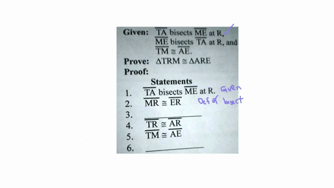 given-ta-bisects-me-a-r-m-biseets-ta-at-r-and-tm-al_-prove-atrm-aare-proof-statements-1-ta-bisects-me-at-r-2-mr-er-3-4_-tr-ar-5_-tm-ae-6_-10073