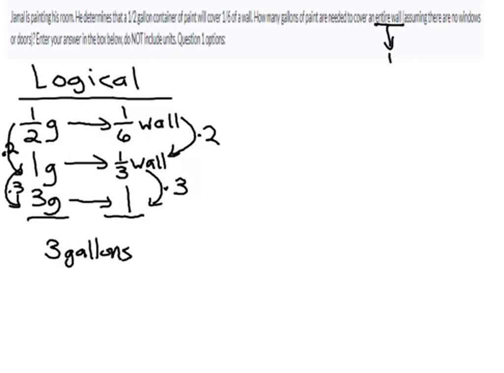 SOLVED Jamal is painting his room. He determines that a 1/2 gallon
