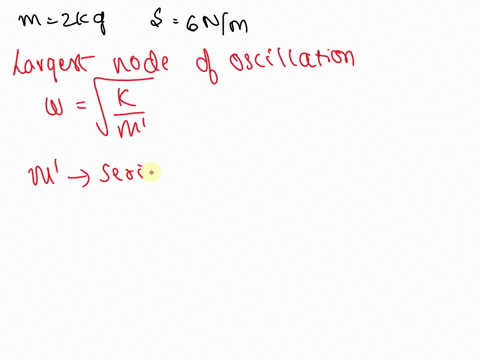 three-identical-particles-of-mass-m-2-kg-2m-and-m-with-2m-in-the-middle-are-connected-by-two-identical-massless-springs-with-a-spring-constant-s6-nm-then-the-largest-normal-modes-of-oscillat-59485