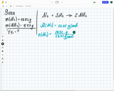 n2g-3h2g-a2nh3g-if-there-is-1002-g-n2-and-excess-h2-present-the-reaction-yields-947-g-nh3-calculate-the-percent-yield-for-the-reaction-23096