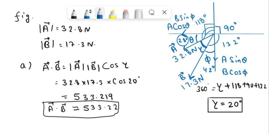 SOLVED Two vectors are shown in the figure below Vector A 1189 N Vector B 32.8 N Vector A