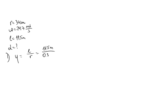 a-wheel-with-a-radius-of-34-cm-is-rotating-at-247-rads-it-slows-down-uniformly-to-rest-over-an-arc-length-of-115-m-what-is-the-angular-acceleration-68927