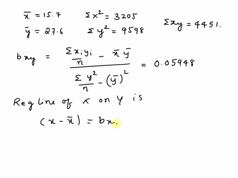 a-calculate-the-least-square-regression-line-for-x-on-y-of-the-given-data-b-calculate-the-coefficient-of-correlation-of-the-given-date-interpret-the-value-of-the-coefficient-x-y-5-22-7-29-8-65247