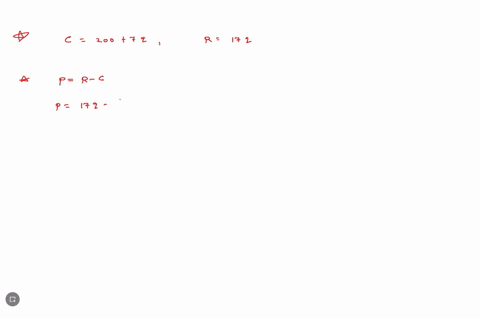 the-cost-function-for-a-company-to-produce-q-items-is-cq-200-7q-the-revenue-function-for-the-same-q-items-is-rq-174-what-is-the-marginal-profit-when-q-30-15395