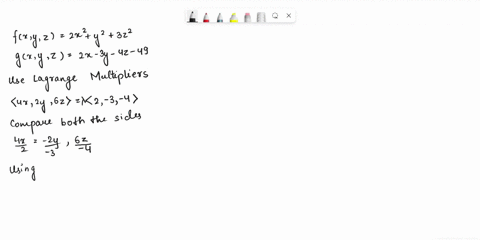 Calculate the minimum value of f xyz 2x2 y2 3z2 subject to