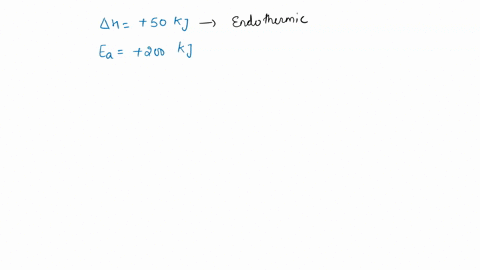sketch-a-potential-energy-diagram-for-a-reaction-where-the-reactants-absorb-heat-energy-from-the-surroundings-to-form-products-the-enthalpy-change-h-of-the-reaction-is-known-to-be-50-kj-and-77356