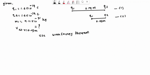 a-charge-q116-x10-19-c-with-mass-m1911-x-10-31-kg-is-009-m-away-from-another-charge-q216-x10-19-c-if-q2-is-held-in-place-at-all-times-while-q1-is-released-from-rest-what-is-the-speed-of-q1-w-66887