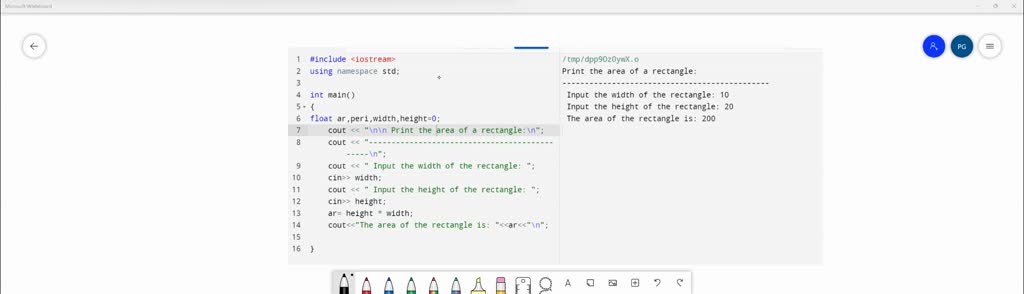 SOLVED: Write a program in C++ to print the area of a rectangle by ...