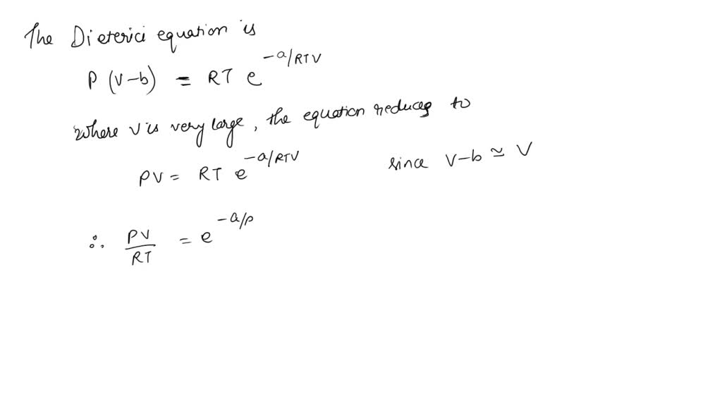 SOLVED: The Virial equation of state is the most theoretically sound of ...