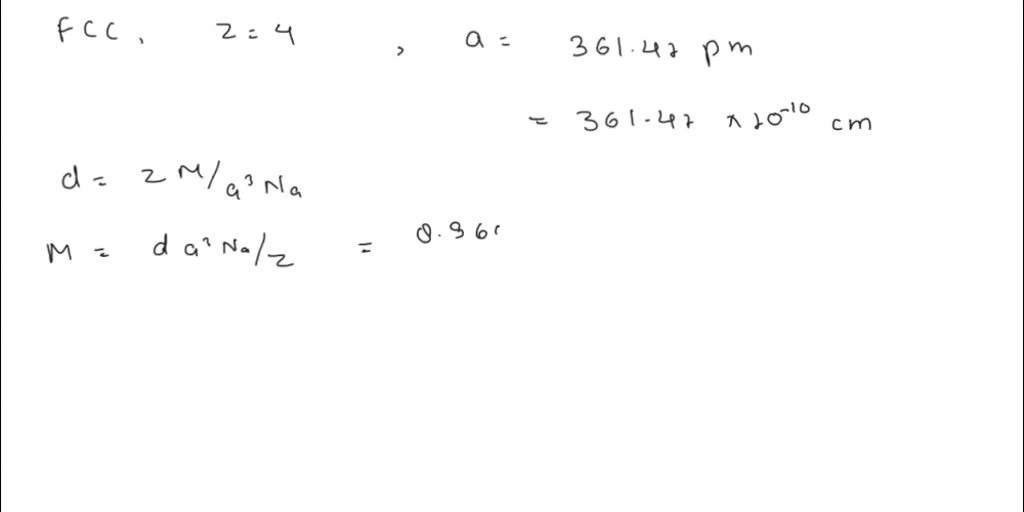 Solved A Metal Crystallizes In The Face Centered Cubic Fcc Lattice