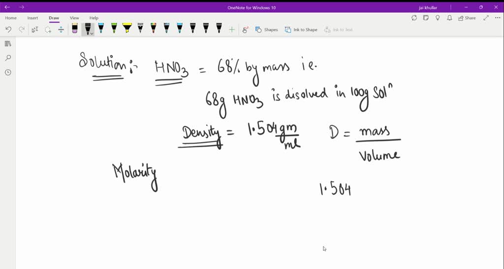 SOLVED Concentrated nitric acid used in laboratory is 68 nitric acid
