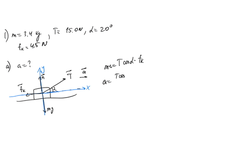 1-a-block-34kg-is-on-a-level-floor-that-has-friction-a-cord-is-attached-to-one-side-of-the-block-and-a-tension-force-is-applied-with-a-magnitude-of-150n-at-an-angle-of-20-degrees-above-the-h-10952