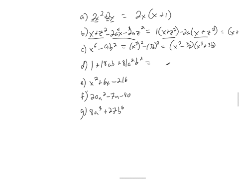 3-factorar-a-2-x22-xtext-fcomon-2-xx1-b-xz2-2-a-x-2-a-ztext-f-comun-agqpacion-determinos-c-x6-9-b2-diferencia-de-cuadrados-d-118-a-b81-a2-b2-e-x26-x-216-f-20-n2-7-n-40-g-8-a327-b6-downarrow-suma-de-ur