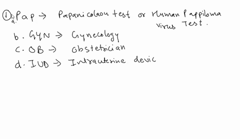 which-of-the-following-abbreviations-stands-for-a-diagnostic-test-0-pap-gyn-ob-iud-question-9-which-medical-term-means-record-of-the-breast-mammoplasty-mastitis-mastalgia-mammogram-question-35006
