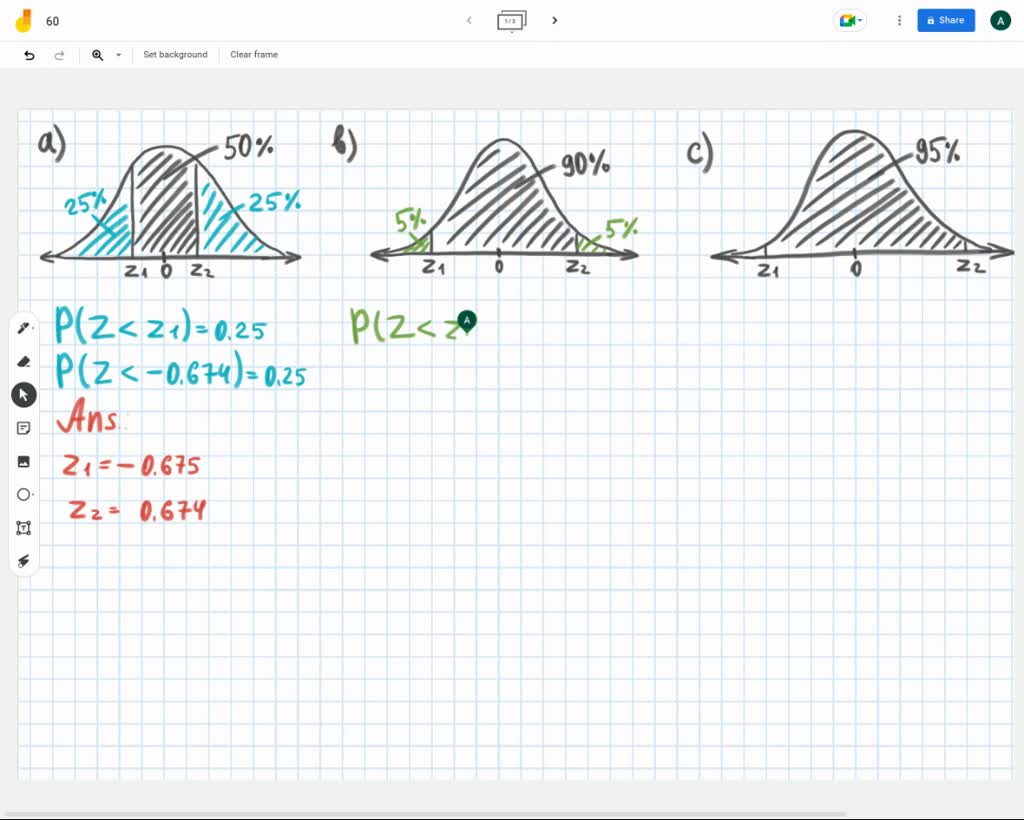 SOLVED: In a normal distribution, find the z scores for: a. the middle ...