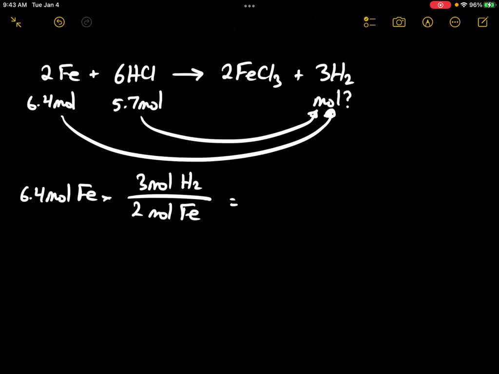 SOLVED According the following reaction how many moles of iron(II