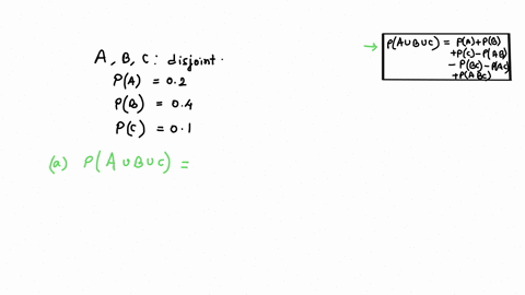 497-unions-assume-that-pa-02-pb-04-and-pc-the-events-a-b-and-are-disjoint-01-if-find-the-probability-that-the-union-of-these-events-occurs-b-draw-a-venn-diagram-to-illustrate-your-answer-to-49189