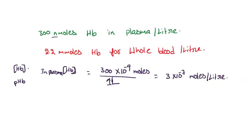 SOLVED Average human blood contains 300 nmoles of hemoglobin (Hb) per