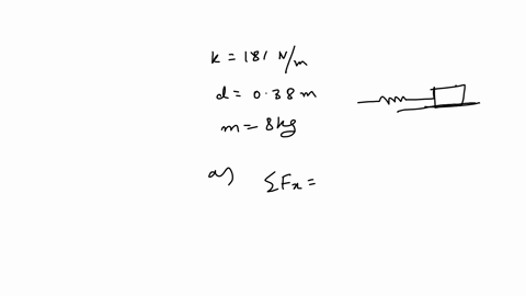 a-spring-with-a-spring-constant-of-k-181-nm-is-initially-compressed-by-a-block-a-distance-d-038-m-from-its-unstretched-length-the-block-is-on-a-horizontal-surface-with-coefficients-of-static-and-kinet