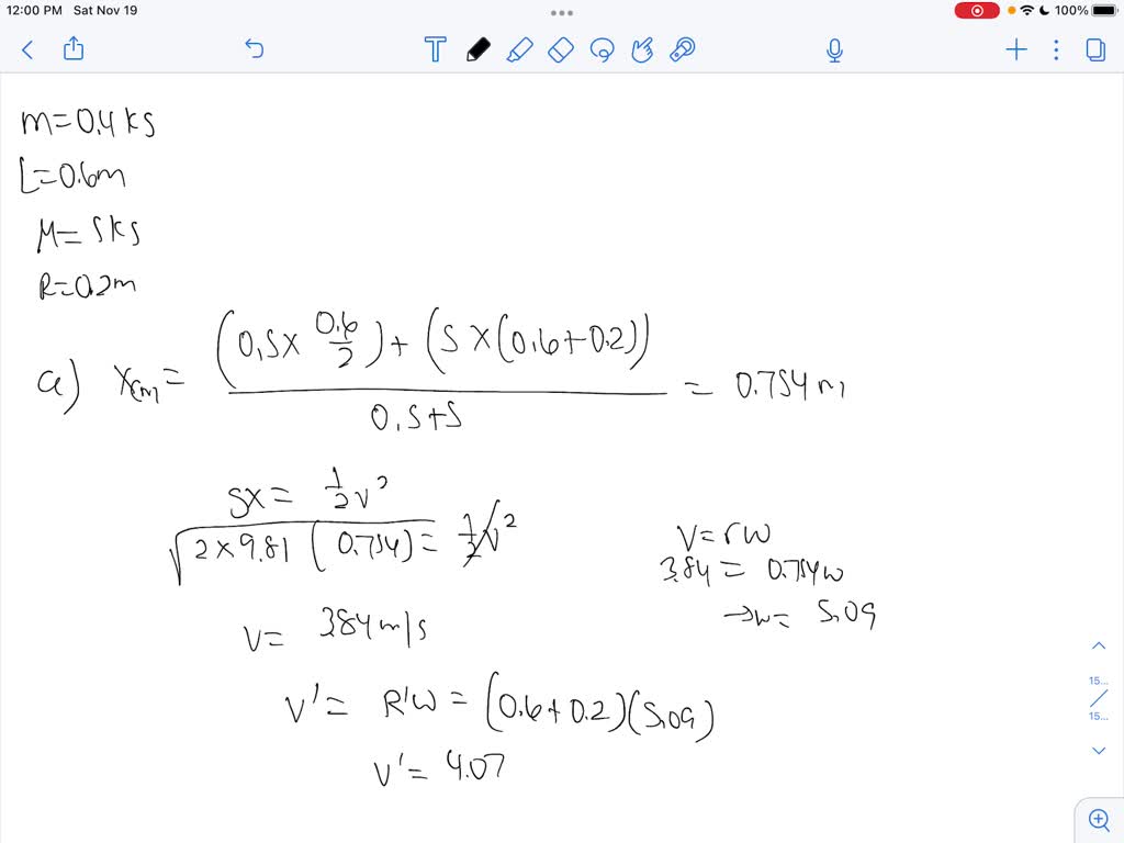 SOLVED: A Thin Stick Of Mass 0.4 Kg And Length L=0.6 M Is Attached To ...