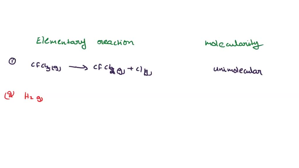 SOLVED Identify the molecularity of each elementary reaction in