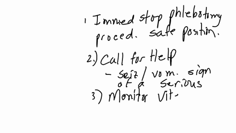 give-the-solution-and-rationale-in-vomiting-and-seizure-during-phelobotomy-include-book-reference-and-page-in-apa-format