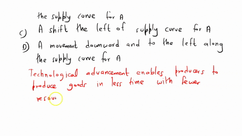 technological-improvement-in-producing-good-a-would-cause-aa-shift-to-the-right-of-the-supply-curve-for-a_-b-a-movement-upward-and-to-the-right-along-the-supply-curve-for-a-ca-shift-to-the-l-31965
