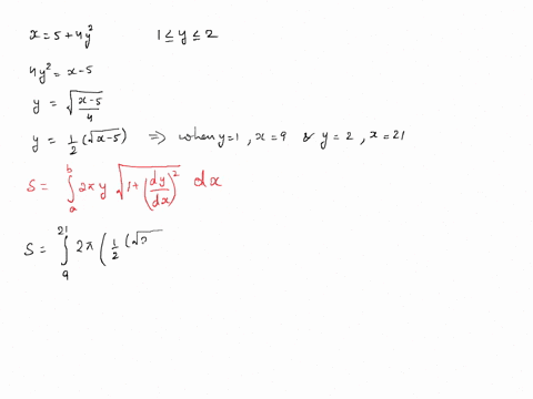 find-the-exact-area-of-the-surface-obtained-by-rotating-the-curve-about-the-x-axis-x-5-4y2-1-y-2-need-help-3r48i-38537