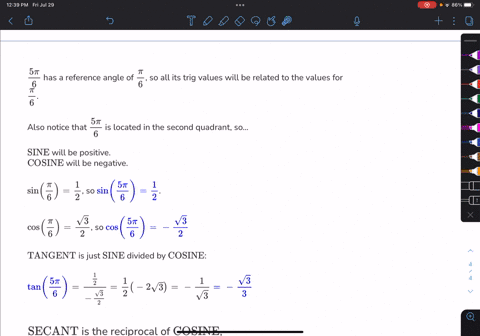 what-are-the-primary-trig-ratios-for-the-angle-with-radian-measures