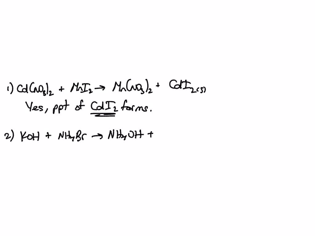 Does a precipitate form when cadmium nitrate and manganese (II) iodide