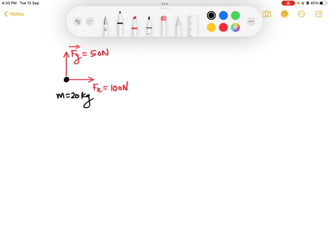 a-20kg-point-particle-starts-at-rest-it-then-experiences-a-constant-force-of-100n-in-the-x-direction-and-50n-in-the-y-direction-ten-second-after-the-force-is-applied-calculate-the-particles-63704