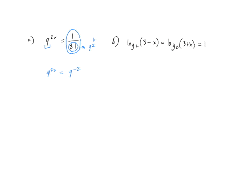 solve-following-equations-analytically-with-exact-answers-a-92x-181-b-log23-x-log23x-1