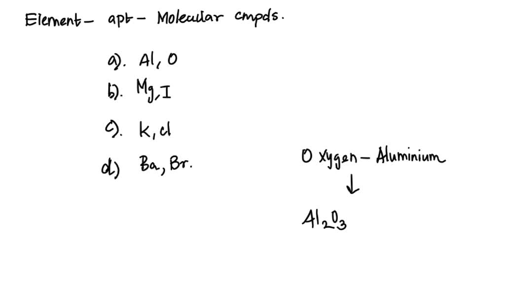 SOLVED Which pair of elements is most apt to form a molecular compound with each other? A