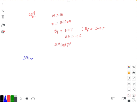 a-coil-is-wrapped-with-10-turns-of-wire-on-the-perimeter-of-a-circular-frame-radius-010-m-each-turn-has-the-same-area-equal-to-that-of-the-frame-a-uniform-magnetic-field-is-turned-on-perpendicular-to-