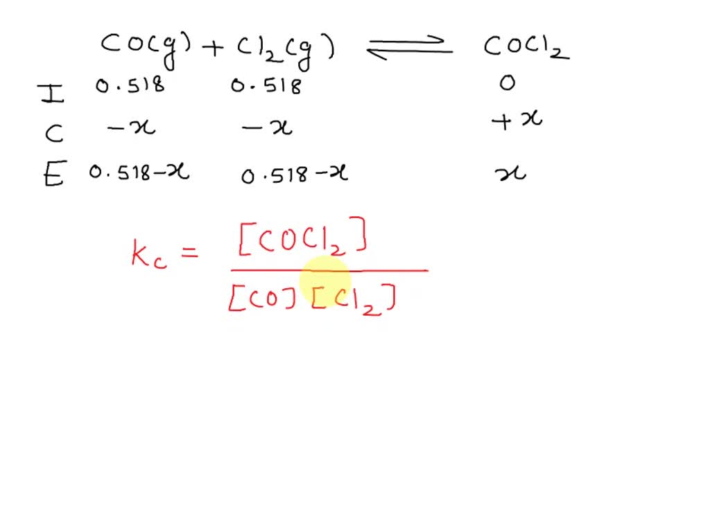 SOLVED: The equilibrium constant, Ke, for the following reaction is 77. ...