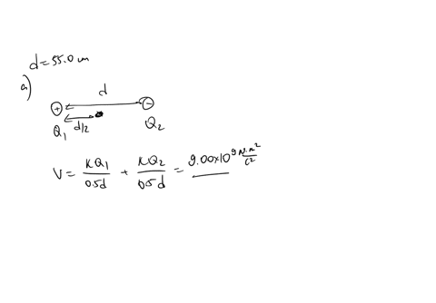 two-point-charges-q1-470-nc-and-q2-160-nc-are-separated-by-550-cm-a-what-is-the-electric-potential-at-a-point-midway-between-the-charges-use-the-expression-for-the-electric-potential-from-ea-76412