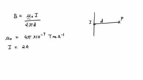 a-long-straight-wire-carrying-a-28-a-current-what-would-be-the-magnitude-of-the-magnetic-field-at-a-distance-32-cm-from-the-wire-express-your-answer-in-mt-where-1-mt10-6t-35986