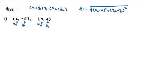 for-each-of-the-following-exercises-find-the-distance-between-the-two-points-simplify-your-answers-and-write-the-exact-answer-in-simplest-radical-form-for-irrational-answers-18-2-5-and-7-4-1-54452