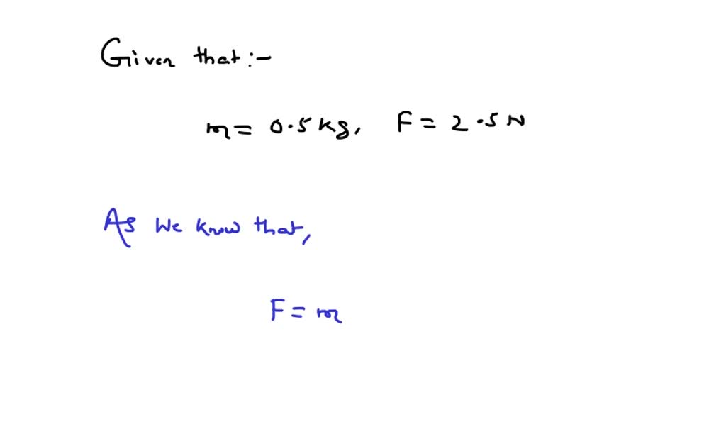 SOLVED: A thrower applies a horizontal force of 50 N to a 0.5 kg ball ...