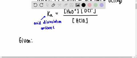 what-is-the-hydronium-ion-concentration-of-a-0100-m-hypochlorous-acid-solution-with-ka-35-x-10-8-the-equation-for-the-dissociation-of-hypochlorous-acid-ishoclaq-h2ol-h3oaq-ocl-aq-group-of-an-39923