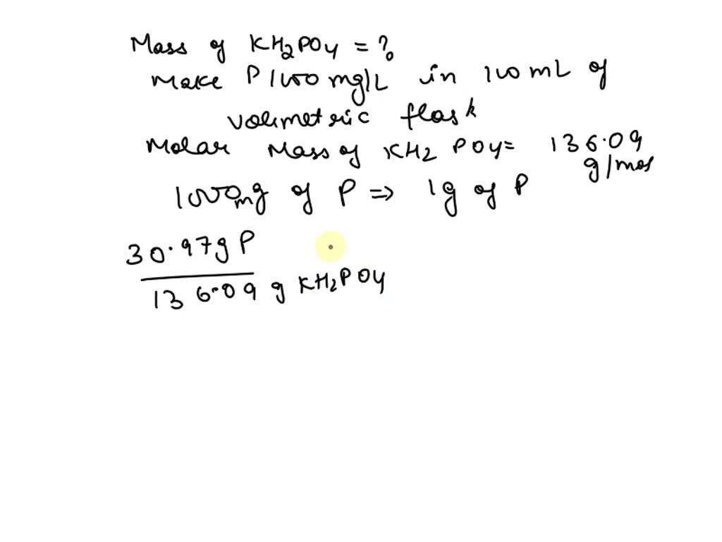 Solved The Molar Mass Of Potassium Dihydrogen Phosphate Kh Po Is G Mol How Much