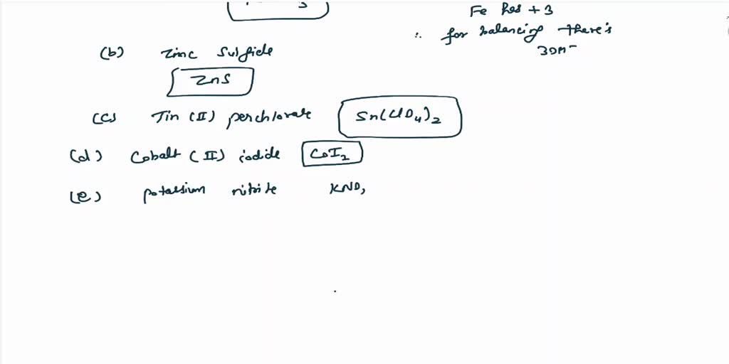 SOLVED Write the chemical formula for each of the following compounds