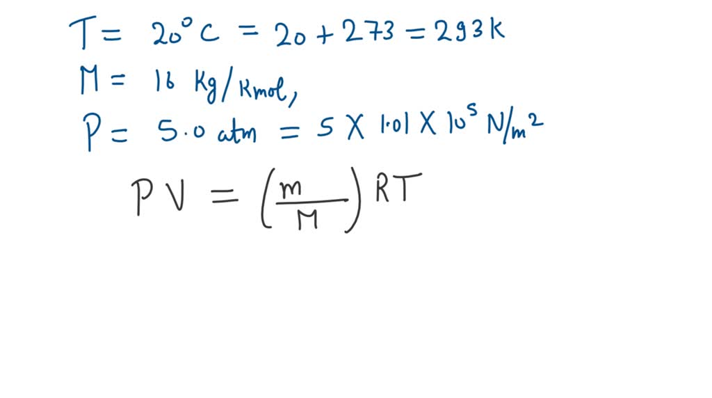 SOLVED Find The Density Of Methane M 16 Kg Kmol At 20 C And 5 0 solved-find-the-density-of-methane-m-16-kg-kmol-at-20-c-and-5-0