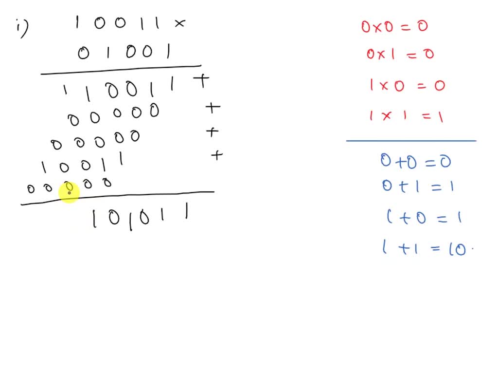 SOLVED: Multiplicand = 1011 Multiplier = 0101 Complete the binary ...