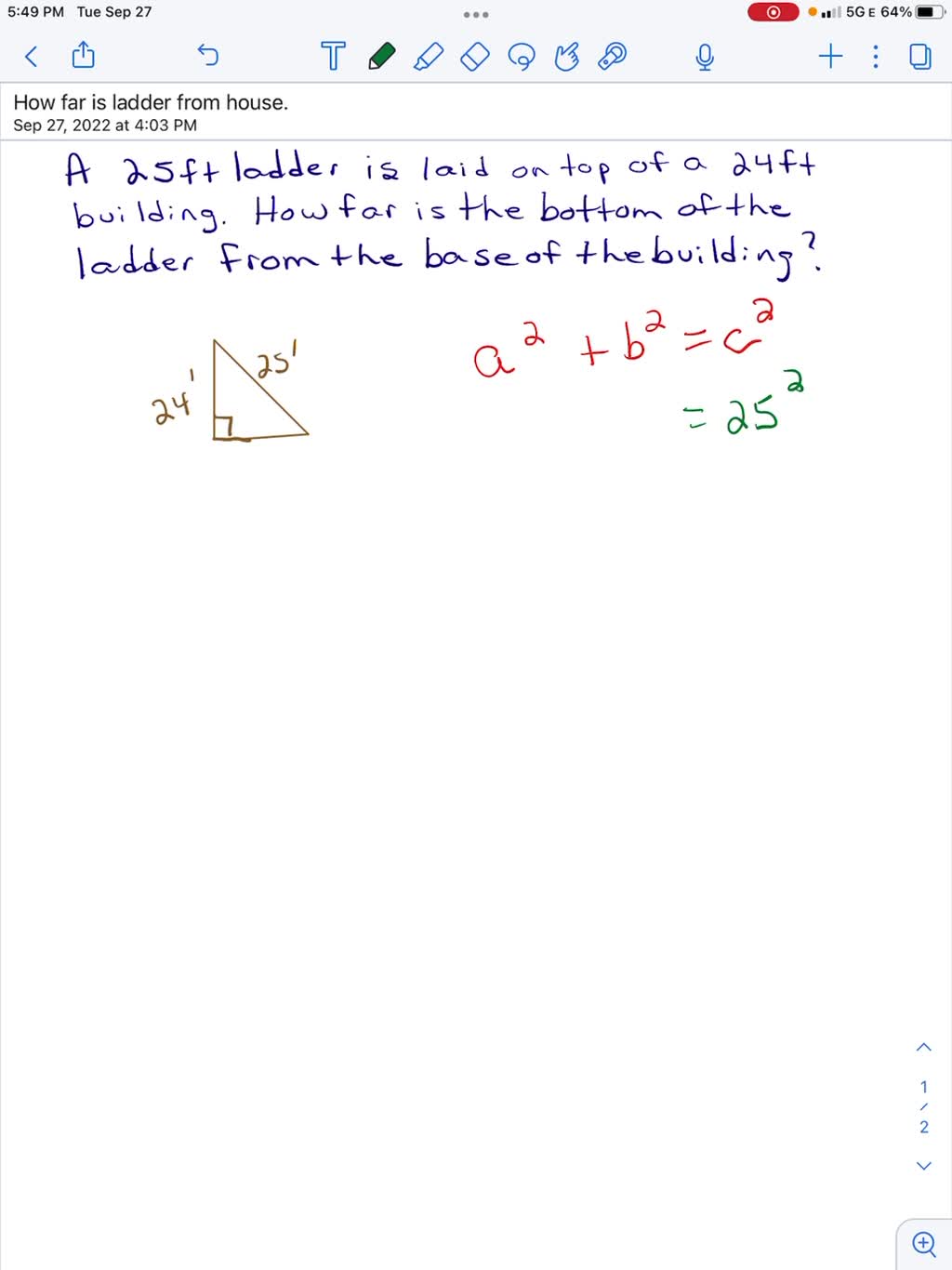 solved-if-you-place-a-25-foot-ladder-against-the-top-of-a-24-foot